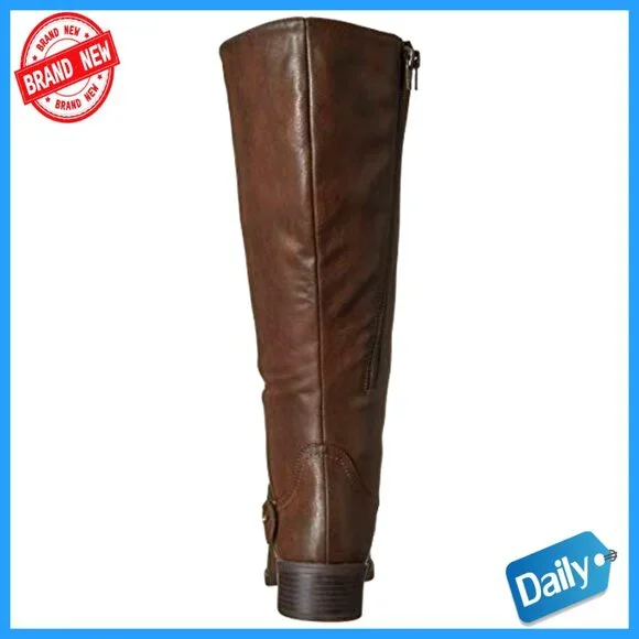 Women's Block Heel Boots with Strap Detailing, Wide Calf Fit, Zipper - Picture 3 of 7